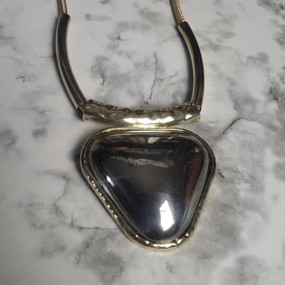Golden‎ and Silver Pendent Necklace and Earrings Set
